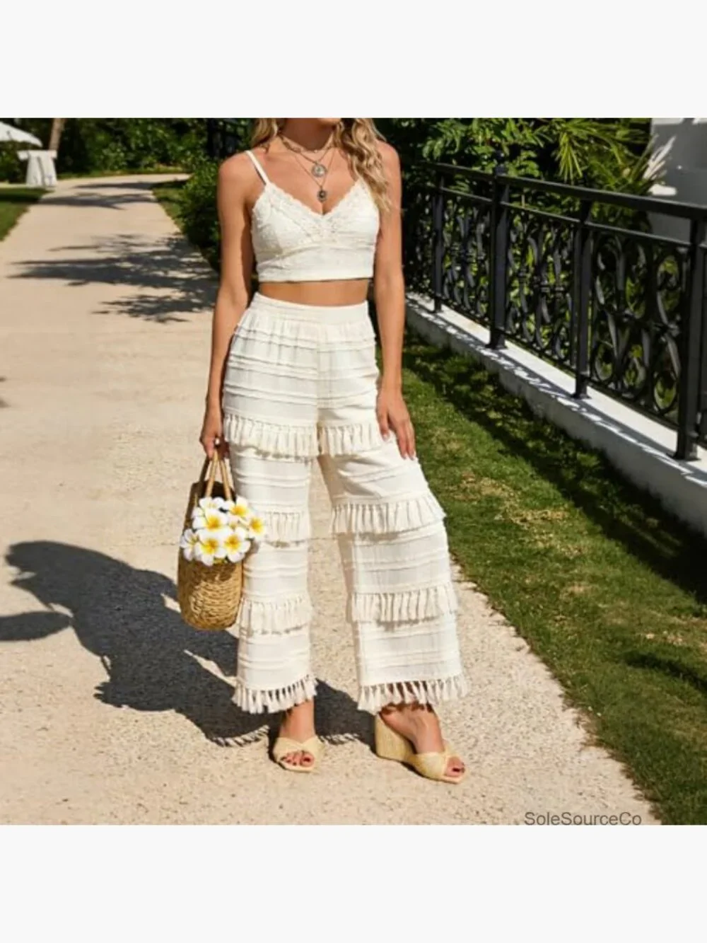 Wedge Sandals Raffia Braided Mules Slides Square Open Toe Dressy Beach Evening